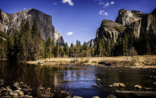 River forest mountains sunny day - a sunny day free wallpaper