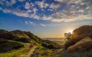Horse riders mountain sunset landscape - elbridge ayer burbank free wallpaper