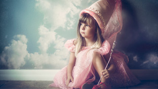 Pink girl umbrella fantasy starry - fantasy magic free wallpaper