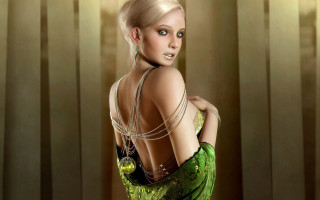 Woman green dress necklace blonde - a necklace free wallpaper