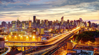 City skyline train dusk urban - dusk free wallpaper