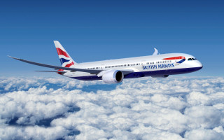 Jetliner flying blue sky red - tail free wallpaper