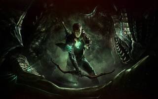 Green suit man arrow cave - a green suit holding free wallpaper