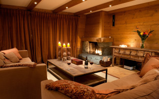 Living room couch fireplace candles - the table in front free wallpaper