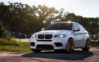 White car road fence trees - the car free wallpaper