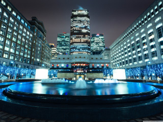 City night fountain buildings lights - christopher wren free wallpaper
