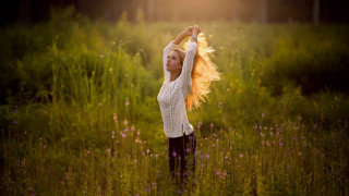 Woman long hair field arms 2 - anka zhuravleva free wallpaper
