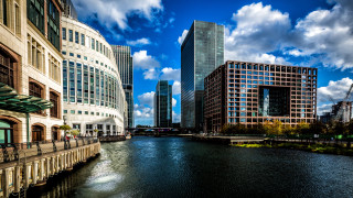 River city buildings bridge sky - a city next free wallpaper