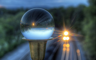 Glass ball metal pole traintrack - shiny free wallpaper