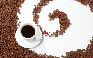 Coffee beans spiral cup conceptual - a white surface free wallpaper