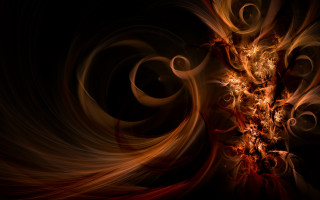 Flower swirls orange brown black - swirl free wallpaper