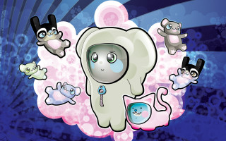 Cartoon animals bubbles cloud blue - chiho aoshima free wallpaper