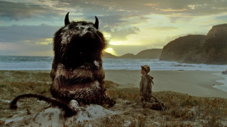 Man woman beach giant animal - horn free wallpaper