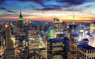 City skyline night colorful background - art fitzpatrick free wallpaper