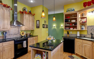 Kitchen black stove arts crafts - vibrant color scheme free wallpaper