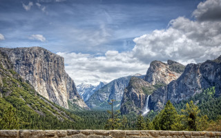 Scenic mountains trees cloudy sky - scenic free wallpaper
