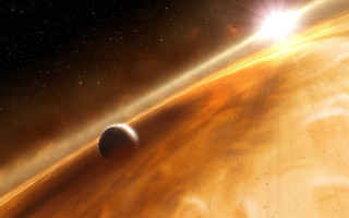 Space sky moon stars aurora - a bright sun in the background free wallpaper