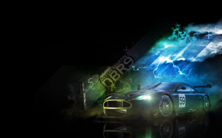 Car green blue lightning dark - side in the dark free wallpaper