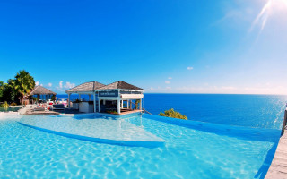 Large pool gazebo beach sky - felipe seade free wallpaper