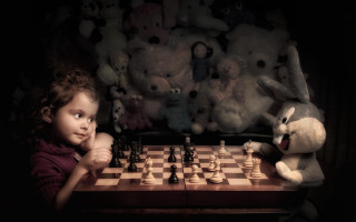 Little girl playing chess stuffed - stuffed free wallpaper