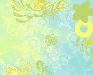 Blue yellow wall flower bird - a silk screen free wallpaper