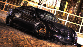 Black car night cityscape fence - the side of a road free wallpaper
