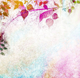 Leaves on pink background painting - full free wallpaper
