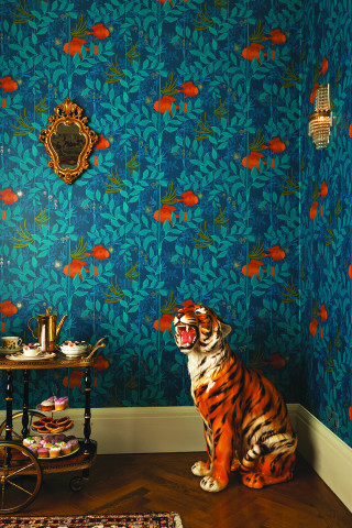 Tiger sitting room wallpaper table - the floor in a room free wallpaper