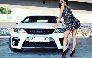 Woman whitecar graffiti fashionphotography blackdress - graffiti free wallpaper