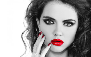 Woman red lips black nails 2 - red lipstick free wallpaper