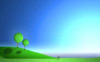 Trees hill ocean night stars - two tree free wallpaper