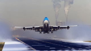Jetliner cloudy sky smoke runway - stack free wallpaper