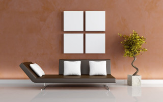 Modern living room couch plant - neutral free wallpaper