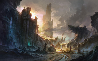 Fantasy city giant tower cloudy - giant free wallpaper for desktop