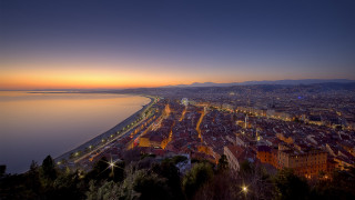 City water night sunset panorama - camille bouvagne free wallpaper