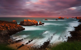 Sunset ocean waves mountains mystical - a beautiful sunset over the ocean free wallpaper