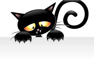 Black cat yellow eyes peeking 2 - a black cat free wallpaper