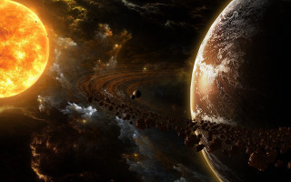 Space people planets stars sun - a space free wallpaper