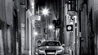 Car narrow street night city - narrow free wallpaper