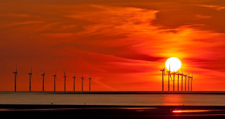 Sunset windmills red sky moon 2 - andrew geddes free wallpaper