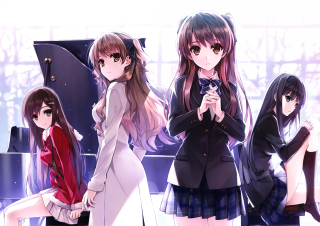 Girls group piano keyboard room - a group of girls free wallpaper