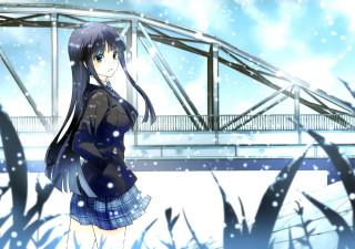 Girl snow bridge falling hair - chizuko yoshida free wallpaper