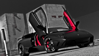 Black red sports car open 3 - its door free wallpaper