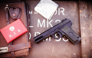 Gun passport knife suitcase writing - dieselpunk free wallpaper