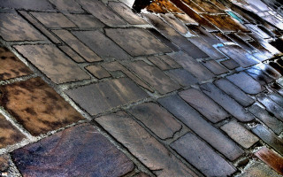Red hydrant puddle illusionism brick - abstract illusionism free wallpaper