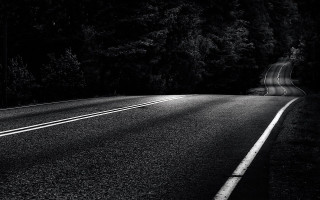 Dark road trees light moon - dark atmosphere free wallpaper