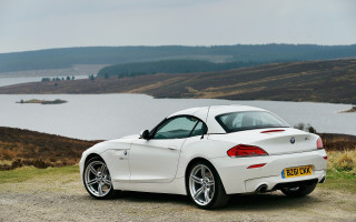 White bmw z4 lake mountains - near free wallpaper for desktop