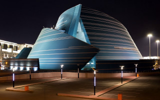 Curved roof building night lights - david alfaro siqueiros free wallpaper