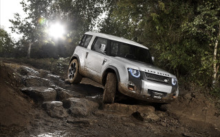 Silver land rover muddy woods - excessivism free wallpaper