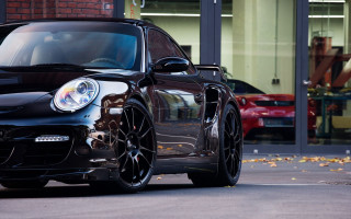 Black porsche red cars neoclassicism - a black porsche free wallpaper